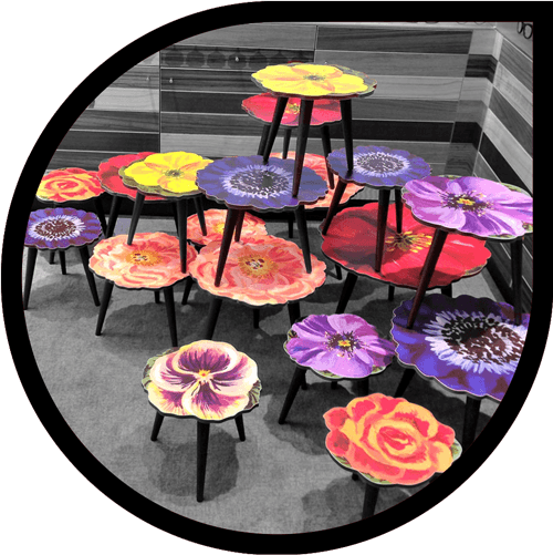 table basses personnalisés fleurs DAP